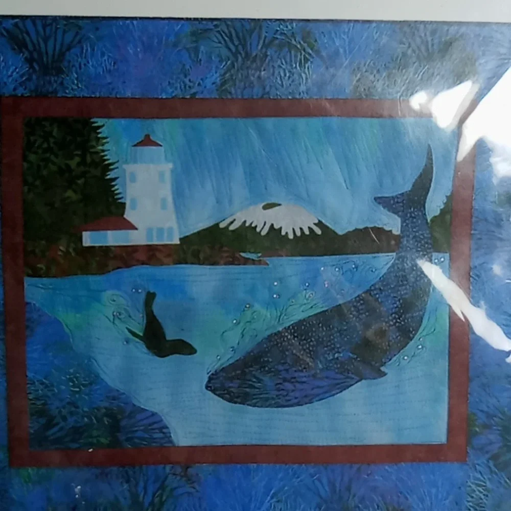 Blue Heron Creations Whale & the Lighthouse Quilt Kit - Blue and Red 24